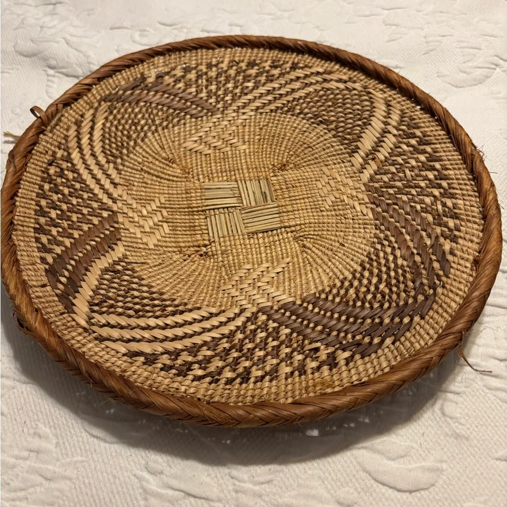 Vintage handwoven Tonga basket. Made with natural materials. Home decor.